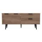 Ready Assembled Hirato Wide Sideboard Carini Walnut With Black Wood Legs