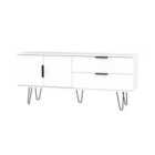 Ready Assembled Hirato Wide Sideboard White And Black Metal Hairpin Legs