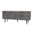Ready Assembled Hirato Wide Sideboard Pewter With Black Wood Legs