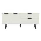 Ready Assembled Hirato Wide Sideboard White With Black Wood Legs