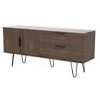 Ready Assembled Hirato Wide Sideboard Carini Walnut With Black Metal Hairpin Legs