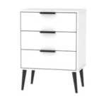 Ready Assembled Hirato 3 Drawer Sideboard White Black Wood Legs