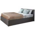 Side Lift Ottoman Bed King Fabric Silver