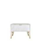 Ready Assembled Hirato 1 Drawer Large Bedside Cabinet Marble Gold Metal Hairpin Legs