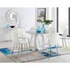 Furniture Box Giovani Grey White High Gloss And Glass Large Round Dining Table And 4 x White Corona Silver Chairs Set
