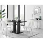 Furniture Box Imperia 4 Seater Black Dining Table and 4 x White Corona Silver Leg Chairs