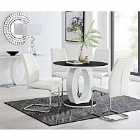 Furniture Box Giovani Glass 1m Dining Table, 4 White Chairs