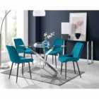 Furniture Box Leonardo 4 Seater Table and 4 x Blue Pesaro Black Leg Chairs