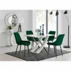 Furniture Box Mayfair 4 Seater Dining Table and 4 x Green Pesaro Black Leg Chairs