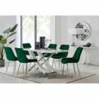 Furniture Box Mayfair 6 Seater Dining Table and 6 x Green Pesaro Silver Leg Chairs