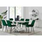 Furniture Box Mayfair 6 Seater Dining Table and 6 x Green Pesaro Black Leg Chairs