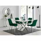 Furniture Box Mayfair 4 Seater Dining Table and 4 x Green Pesaro Silver Leg Chairs