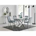 Furniture Box Mayfair 4 Seater Dining Table and 4 x Grey Pesaro Silver Leg Chairs