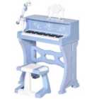 Jouet Kids 37 Key Keyboard Piano with Microphone & Stool - Blue