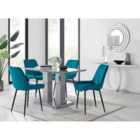 Furniture Box Imperia 4 Seater Grey Dining Table and 4 x Blue Pesaro Black Leg Chairs