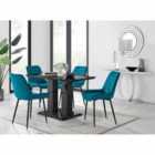 Furniture Box Imperia 4 Seater Black Dining Table and 4 x Blue Pesaro Black Leg Chairs