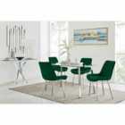 Furniture Box Cosmo Dining Table and 4 x Green Pesaro Silver Leg Chairs