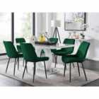 Furniture Box Giovani 6 Seater Grey Dining Table & 6 x Green Pesaro Black Leg Chairs