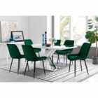 Furniture Box Atlanta 6 Seater White Dining Table and 6 x Green Pesaro Black Leg Chairs