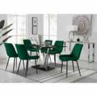 Furniture Box Florini V Black Dining Table and 6 x Green Pesaro Black Leg Chairs