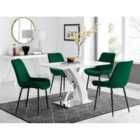 Furniture Box Atlanta 4 Seater White Dining Table and 4 x Green Pesaro Black Leg Chairs