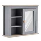 Kleankin Bathroom Mirror Cabinet Storage Organizer, Open Inside Shelves - Grey