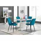 Furniture Box Renato 120cm High Gloss Extending Dining Table and 4 x Blue Pesaro Black Leg Chairs