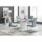 Furniture Box Renato 120cm High Gloss Extending Dining Table and 4 Grey Lorenzo Chairs