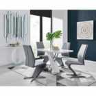 Furniture Box Sorrento 4 Seater White High Gloss And Stainless Steel Dining Table And 4 x Elephant Grey Luxury Willow Chairs Set