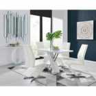 Furniture Box Sorrento 4 Seater White High Gloss And Stainless Steel Dining Table And 4 x Luxury White Willow Chairs Set