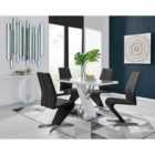 Furniture Box Sorrento 4 Seater White High Gloss And Stainless Steel Dining Table And 4 x Luxury Black Willow Chairs Set