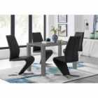 Furniture Box Pivero Grey High Gloss Dining Table and 4 x Luxury Black Willow Chairs Set