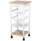 Mobile Rolling Kitchen Island Trolley for Home Metal Baskets Tray Shelves