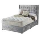 Silentnight Mirapocket Latex 1000 Non Storage Divan Bed - Crushed Velvet Light Grey No Headboard Double