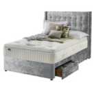Silentnight Mirapocket Latex 1400 2-Drawer Divan Bed - Crushed Velvet Light Grey No Headboard Super King