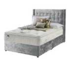 Silentnight Mirapocket Latex 1400 Non Storage Divan Bed - Crushed Velvet Light Grey No Headboard Super King