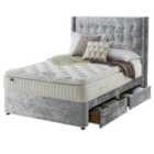Silentnight Mirapocket Latex 1000 4-Drawer Divan Bed - Crushed Velvet Light Grey No Headboard King