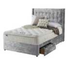 Silentnight Mirapocket Latex 1000 2-Drawer Divan Bed - Crushed Velvet Light Grey No Headboard King
