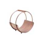 Luxury Leather Handle Round Log Holder Copper H42Cm