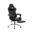 Black Leather Gaming Racing Recliner Chair With Footrest