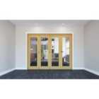 Rohden 2821x2060mm Unfinished Oak 1 Light Clear Glass 4 Door (3+1) Internal Sliding Folding Room-Divider