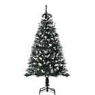 Bon Noel 5Ft Artificial Snow Dipped Christmas Tree Xmas Pencil Tree Dark Green