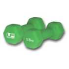 Urban Fitness Hex Dumbbells - Neoprene Covered (pair) (2 X 1.5Kg - Green)