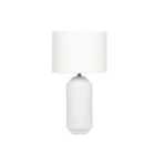 White Embossed Geo Tall Ceramic Table Lamp