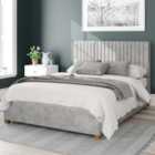 Aspire Grant Upholstered Ottoman Bed Kimyo Linen Silver Double