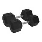 Urban Fitness Pro Hex Dumbbell - Rubber Coated (pair) (2 X 15Kg, Black)