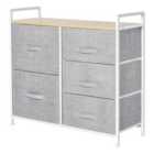 Homcom 5 Drawer Linen Basket Storage Unit Home Organisation With Shelf Handles