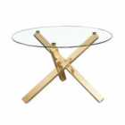 LPD Furniture Capri Dining Table Glass Top With Gold Legs
