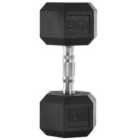HOMCOM 17.5Kg Single Rubber Hex Dumbbell Portable Hand Weights Home Gym