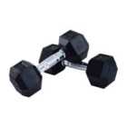 HOMCOM 2X8Kg Hexagonal Rubber Dumbbell Sets Ergo Weight Fitness Gym Workout Pair